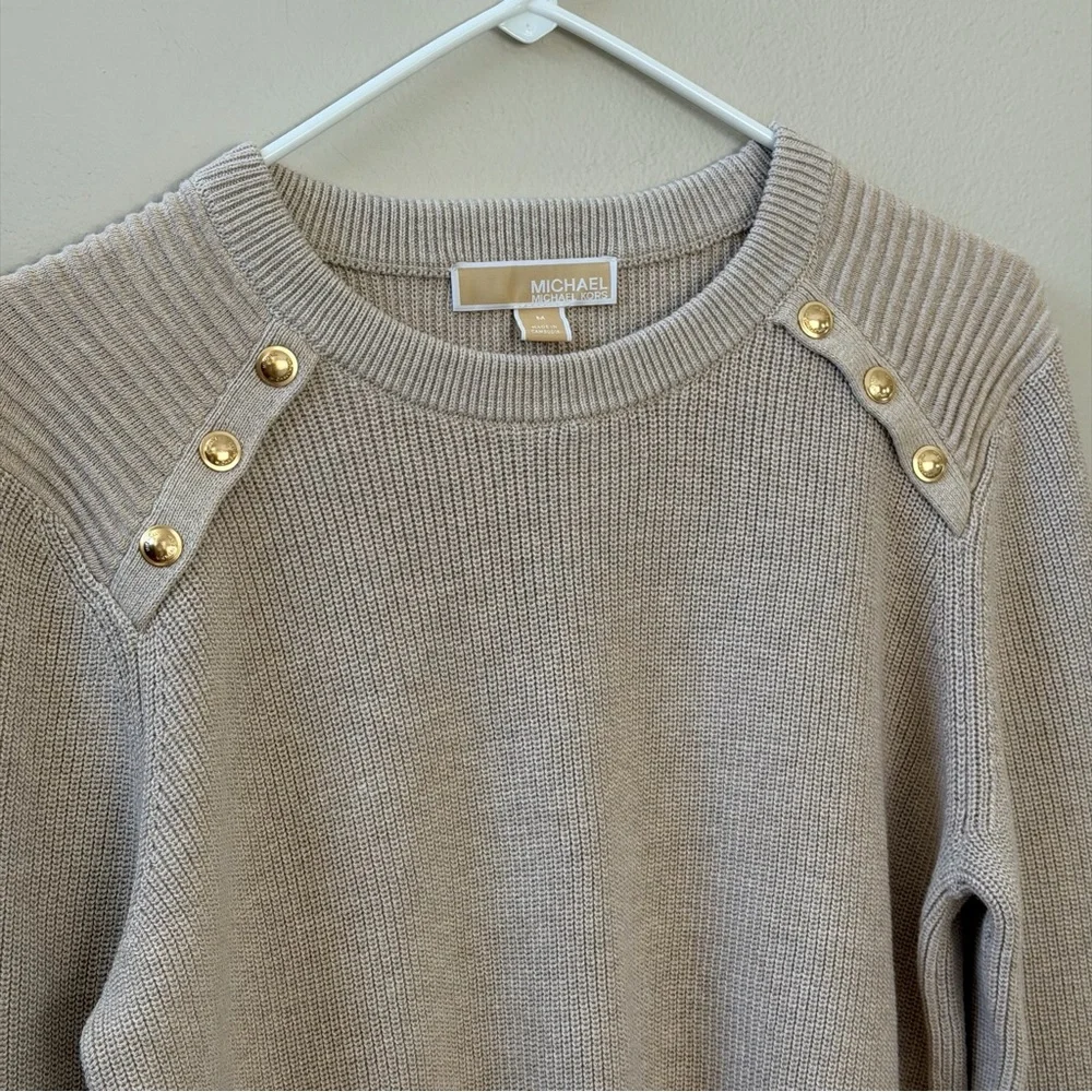 Michael Kors Beige Sweater with Gold Accents, Sz M